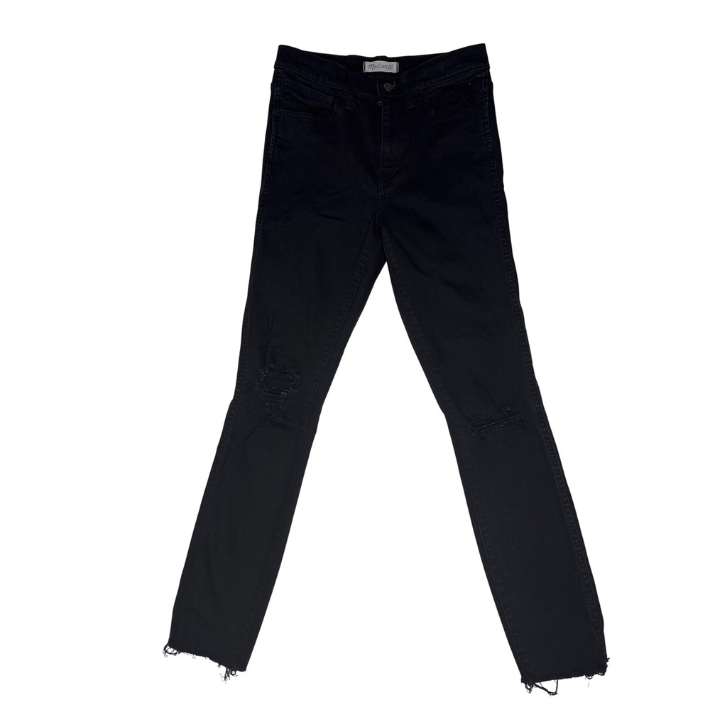 Madwell Jeans Women 27 Black Cotton Skinny High Riser Distressed Raw Hem F3684